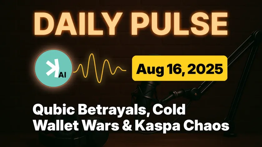 Qubic Betrayals, Cold Wallet Wars & Kaspa Chaos