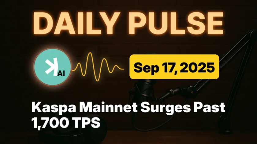 Kaspa Mainnet Surges Past 1,700 TPS