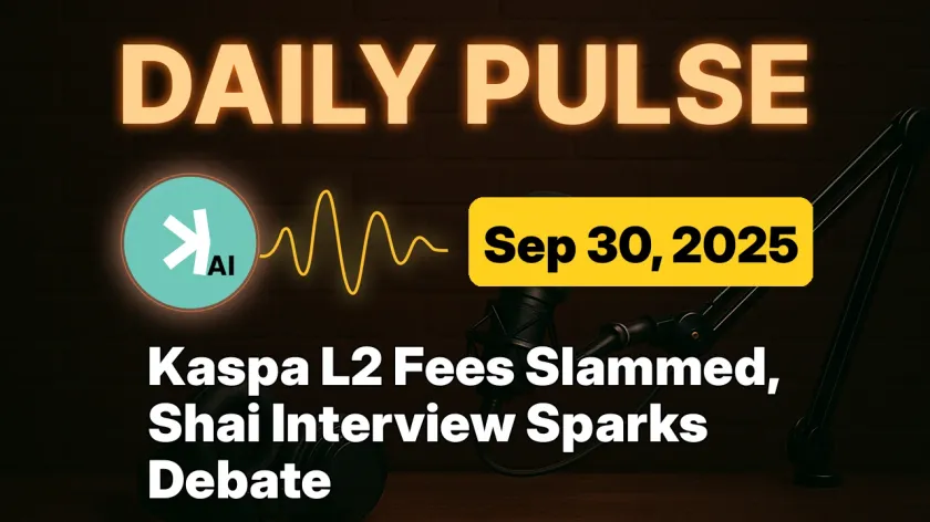 Kaspa L2 Fees Slammed, Shai Interview Sparks Debate