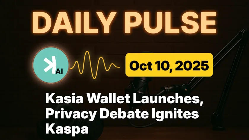 Kasia Wallet Launches, Privacy Debate Ignites Kaspa