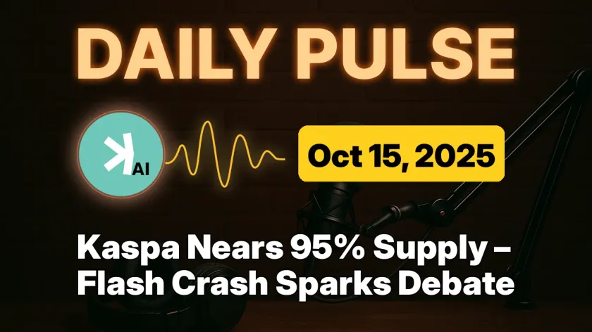 Kaspa Nears 95% Supply – Flash Crash Sparks Debate