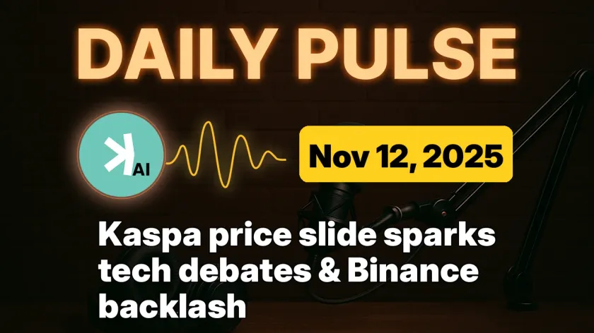 Kaspa price slide sparks tech debates & Binance backlash