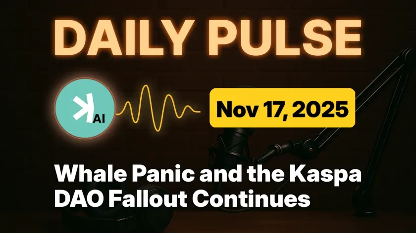 Whale Panic and the Kaspa DAO Fallout Continues