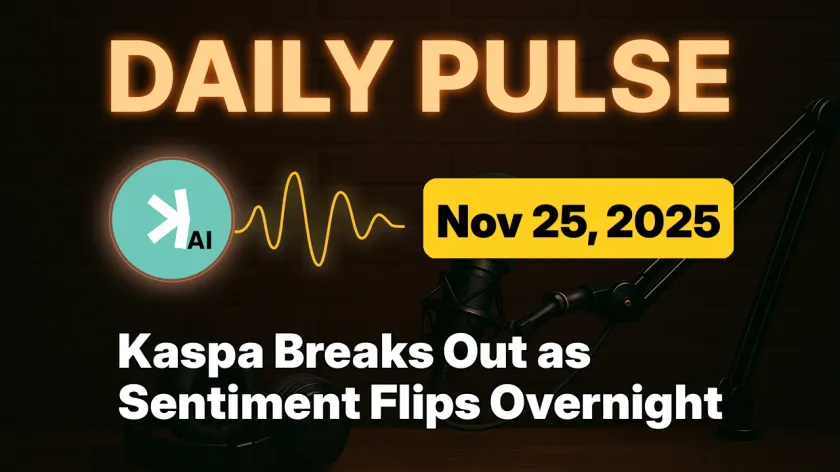 Kaspa Breaks Out as Sentiment Flips Overnight