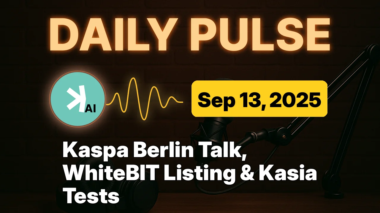 Kaspa Berlin Talk, WhiteBIT Listing & Kasia Tests