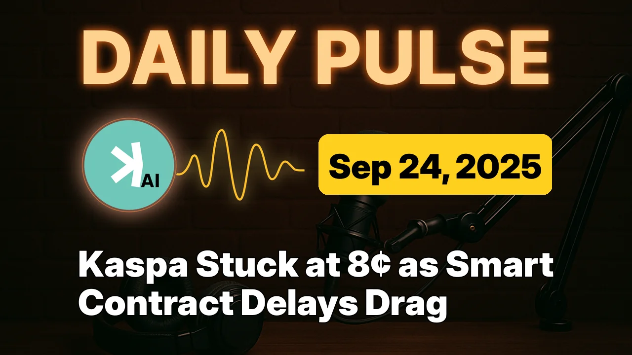 Kaspa Stuck at 8¢ as Smart Contract Delays Drag
