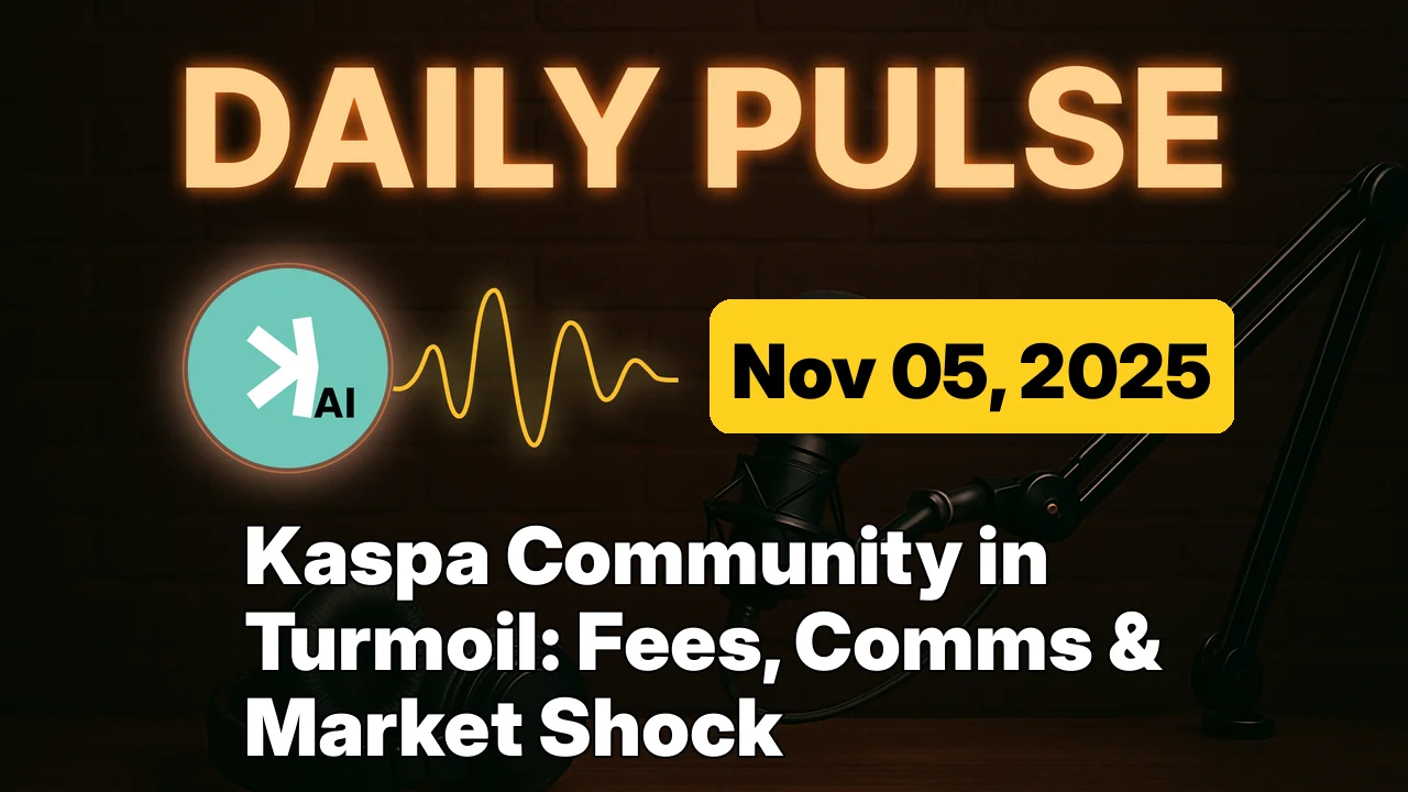 Kaspa Community in Turmoil: Fees, Comms & Market Shock
