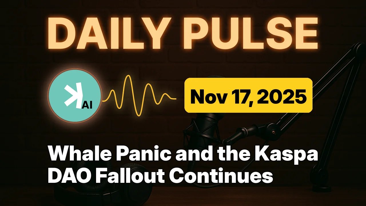 Whale Panic and the Kaspa DAO Fallout Continues