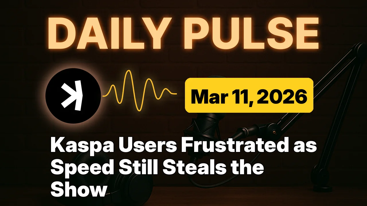 Kaspa Users Frustrated as Speed Still Steals the Show