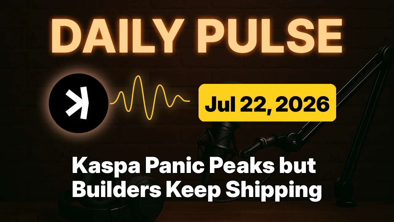 Kaspa Panic Peaks but Builders Keep Shipping