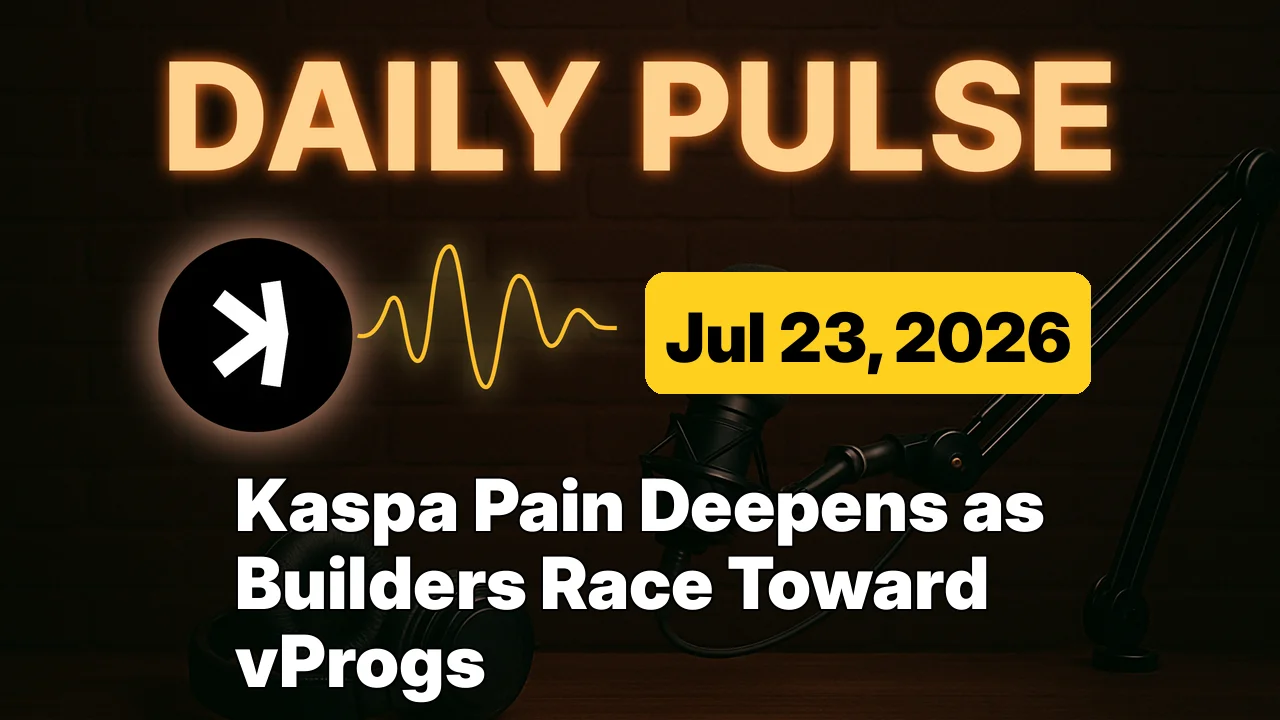 Kaspa Pain Deepens as Builders Race Toward vProgs