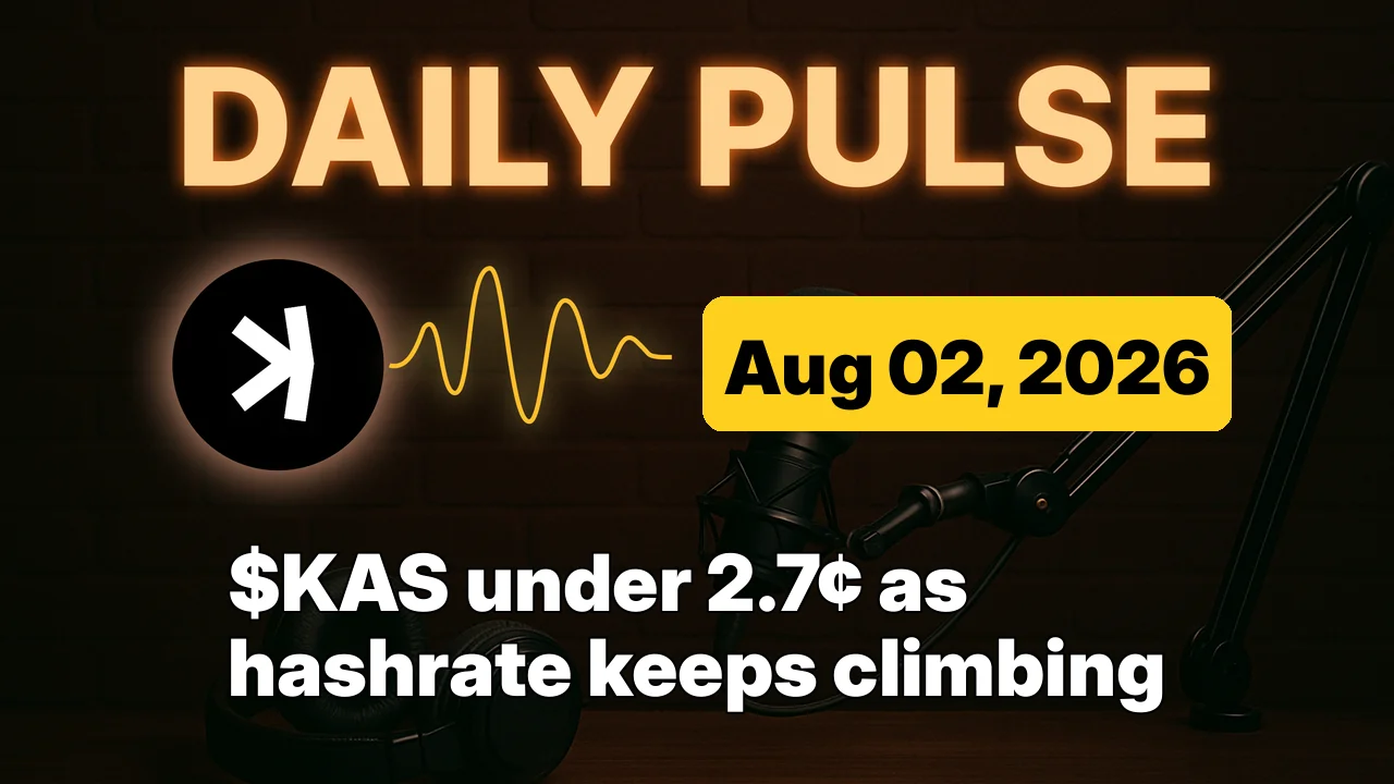 $KAS under 2.7¢ as hashrate keeps climbing