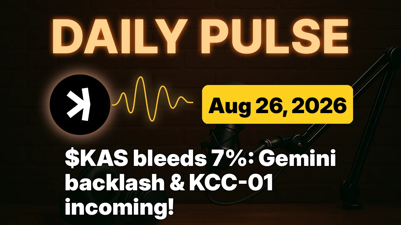 $KAS bleeds 7%: Gemini backlash & KCC-01 incoming!
