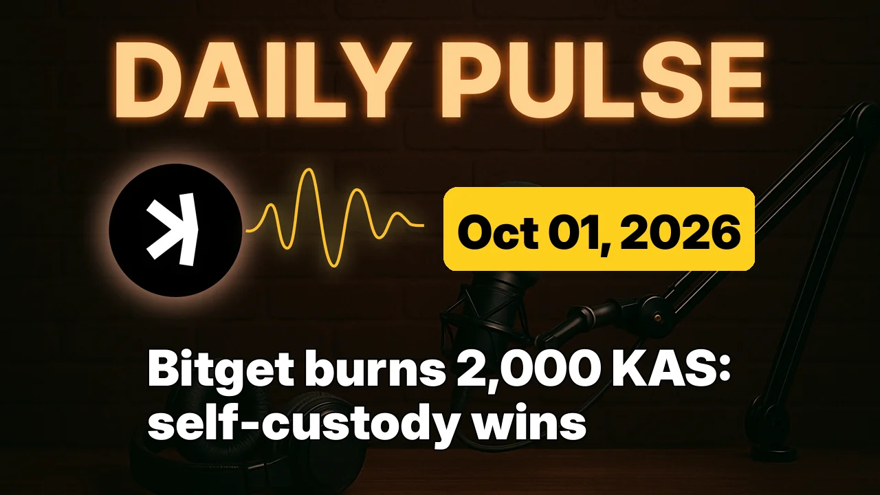 Bitget burns 2,000 KAS: self-custody wins
